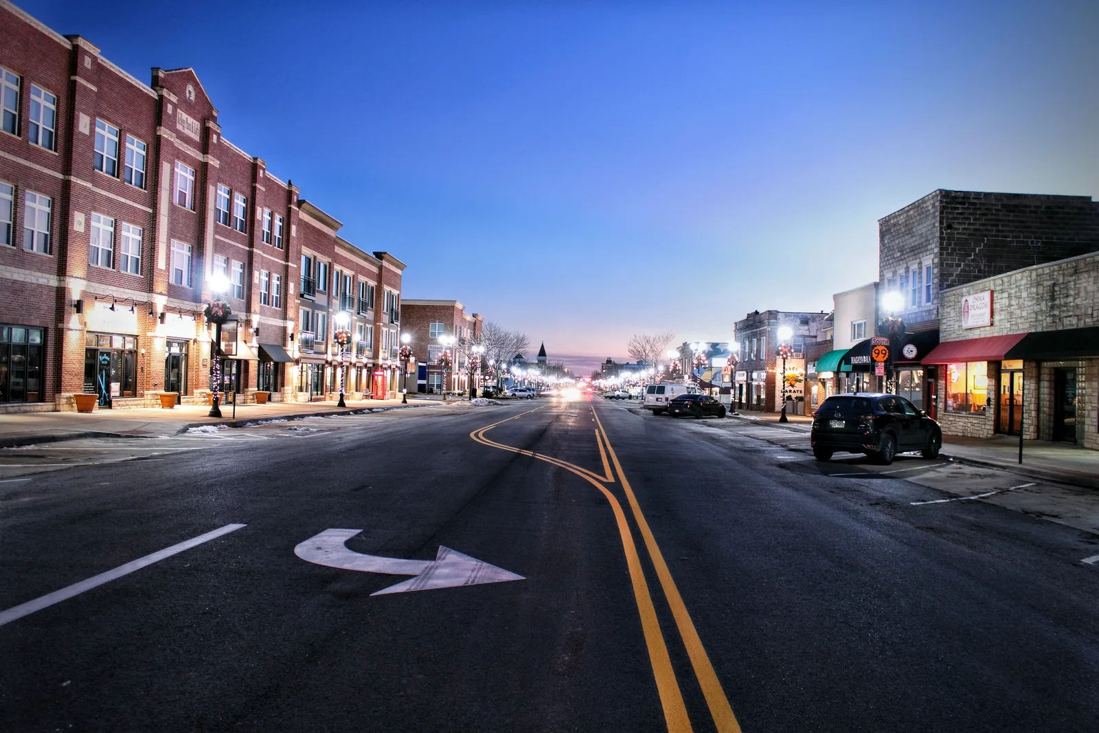 Small-town street in Rossville, KS